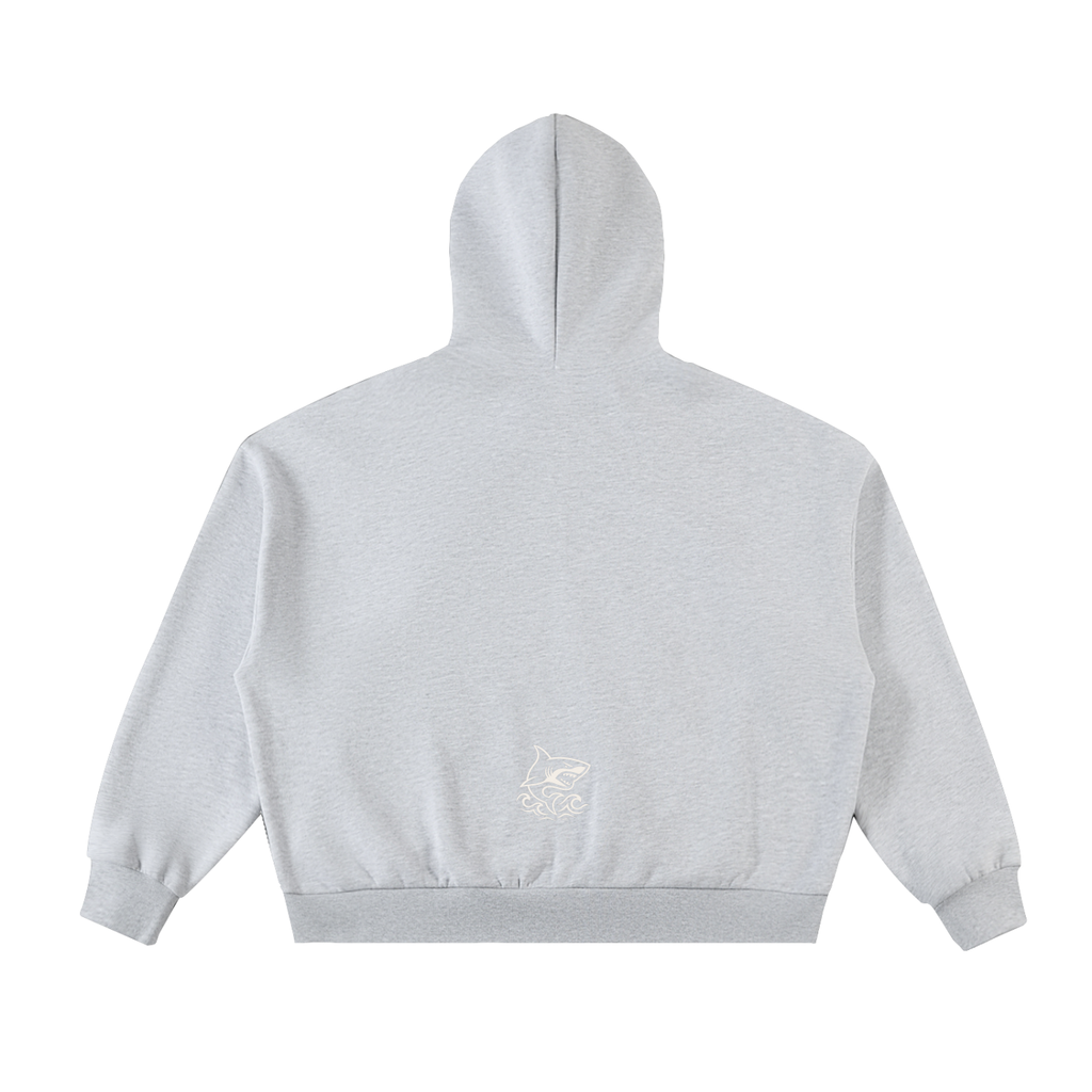 Fleeced Full-Zip Boxy Hoodie - SHARKY