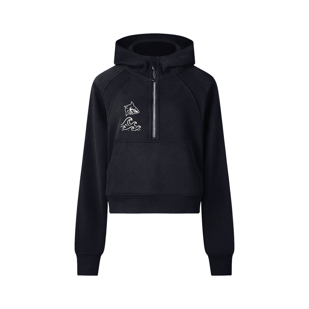 Cropped Half-Zip Hoodie - SHARKY