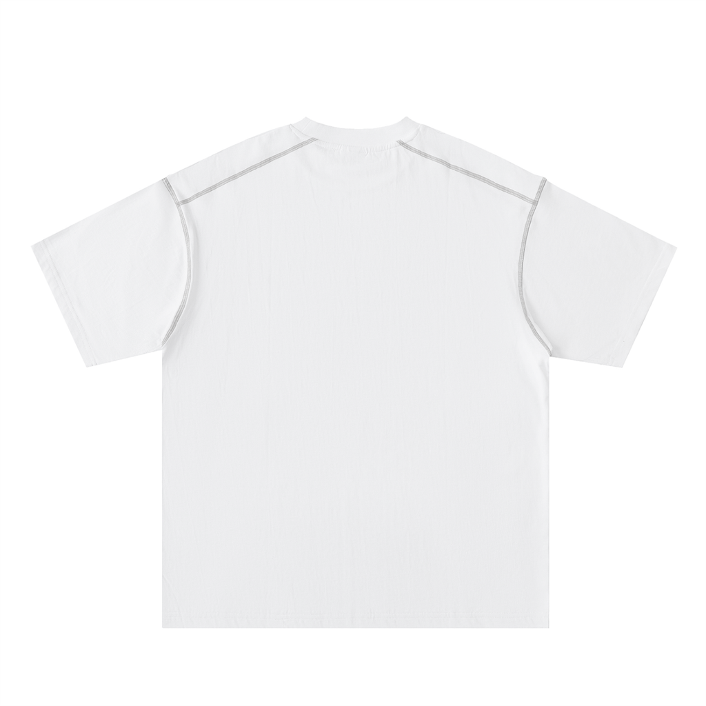 Oversized Contrast-Stitched Cotton Tee - SHARKY