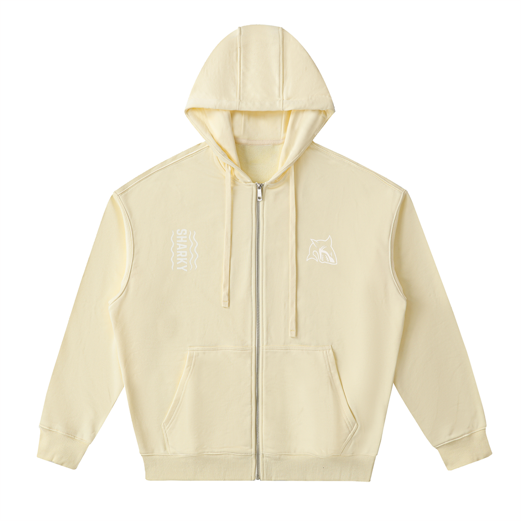 Drop-Shoulder Zip Up Hoodie - SHARKY