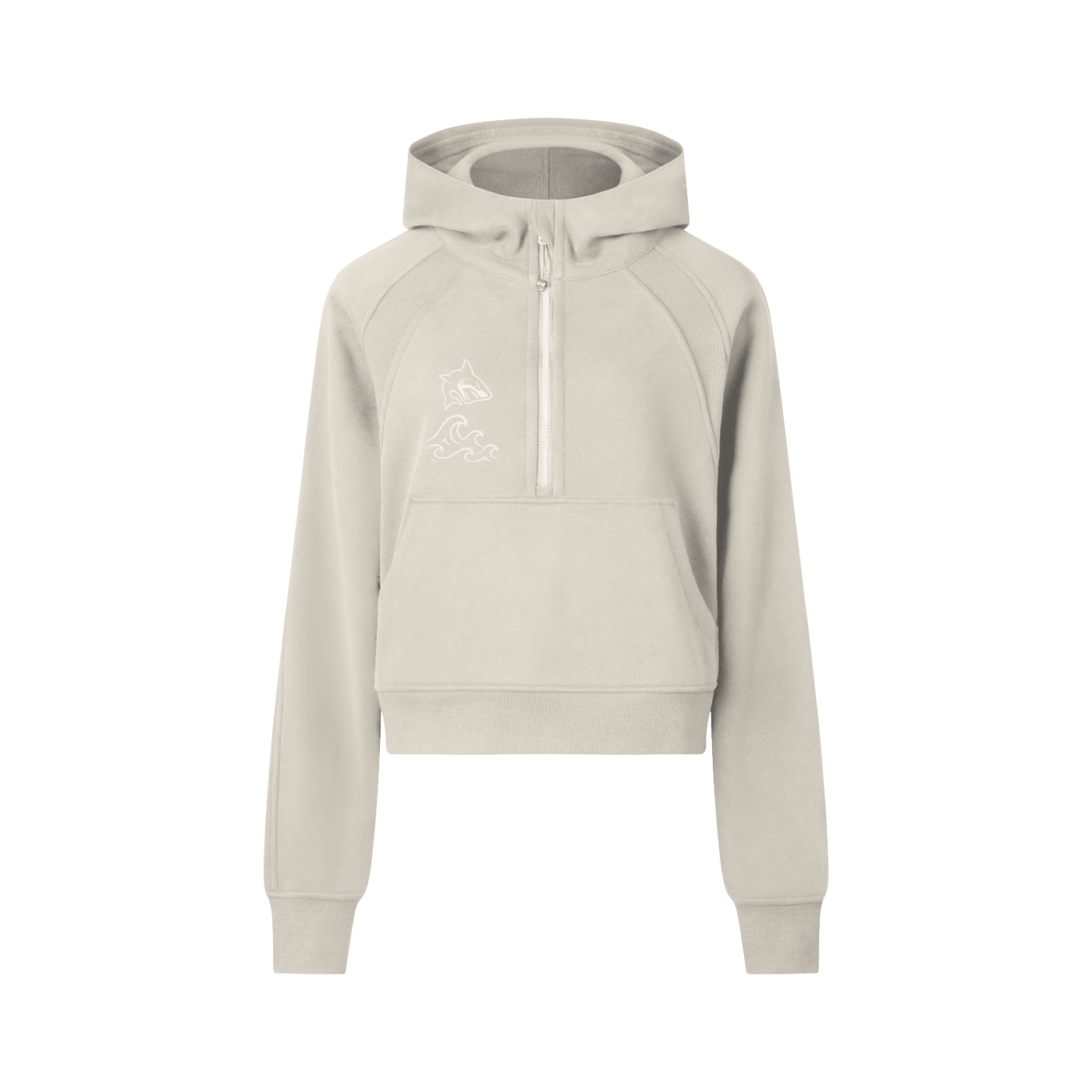 Cropped Half-Zip Hoodie - SHARKY