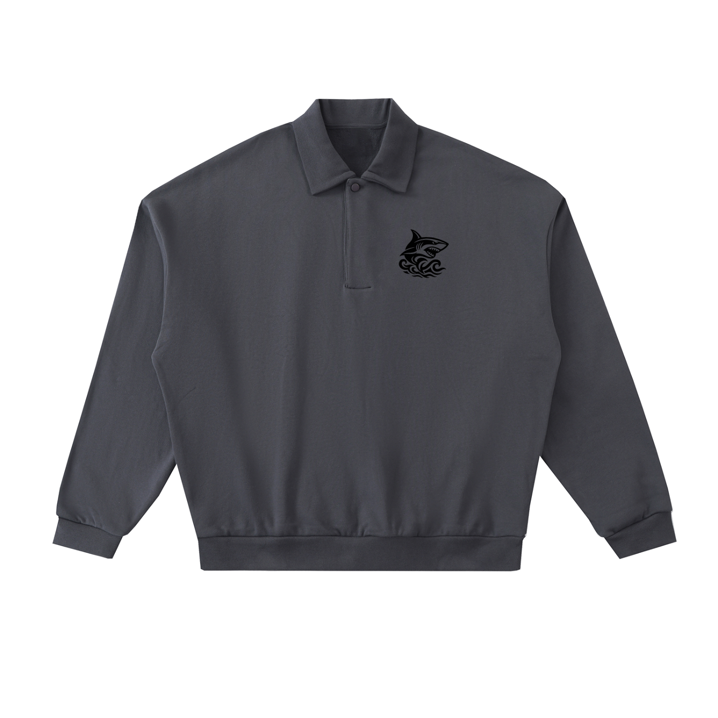 Men's Heavyweight Fleece Polo Sweatshirt - SHARKY