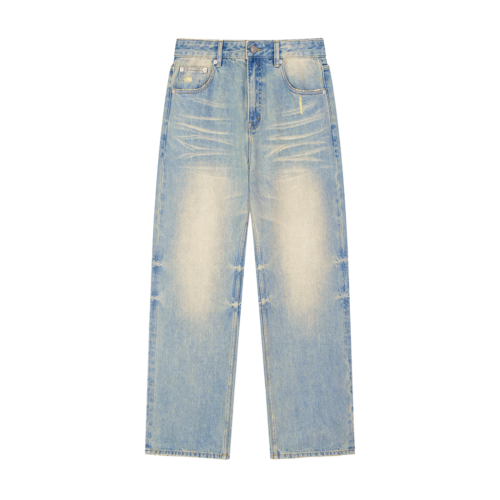 Sun Fade Raw Hem Denim Jeans ODMPOD