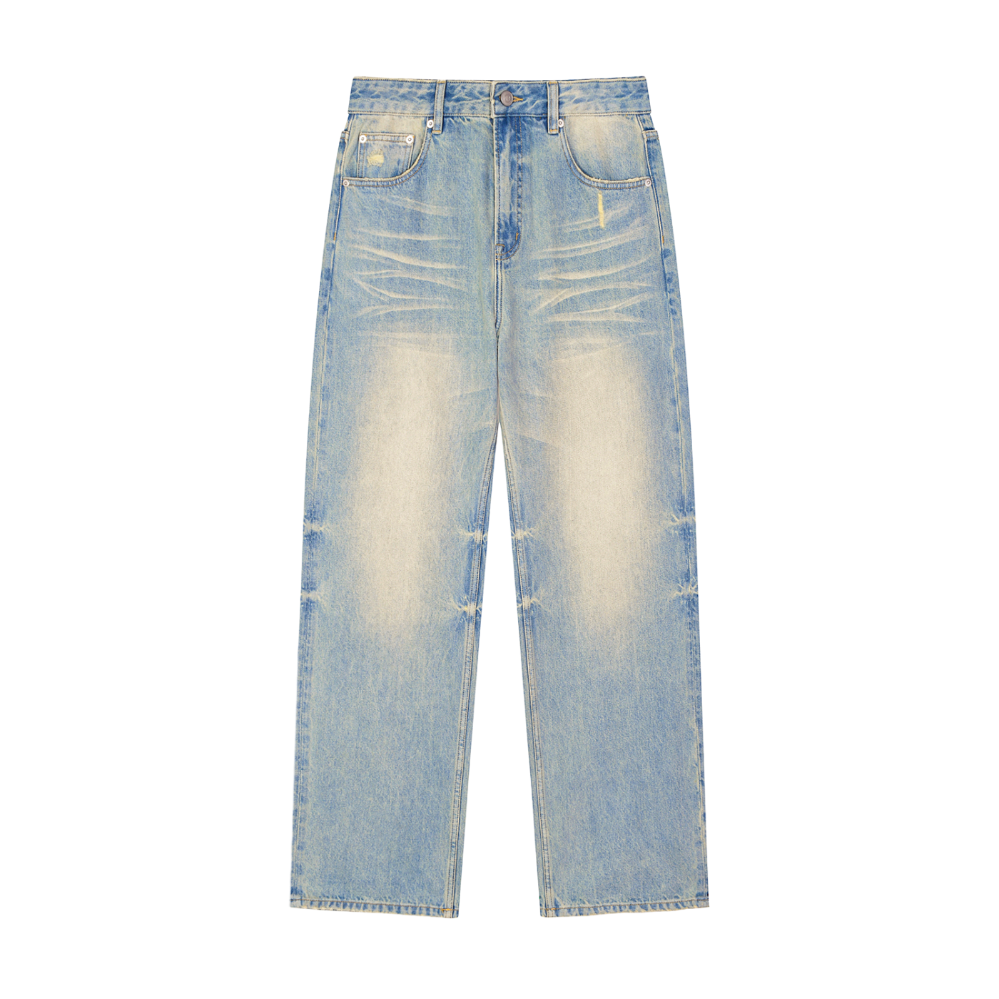 Sun Fade Raw Hem Denim Jeans ODMPOD