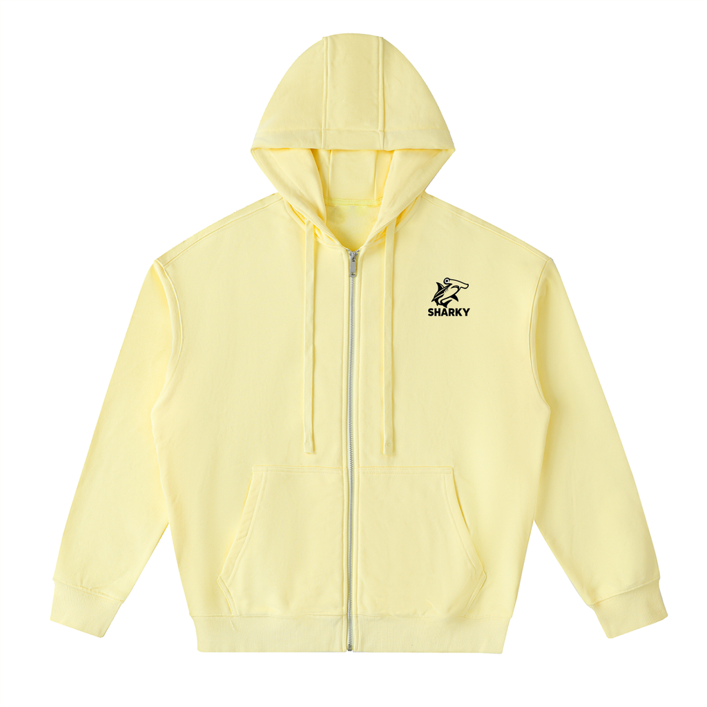 Drop-Shoulder Zip Up Hoodie - SHARKY