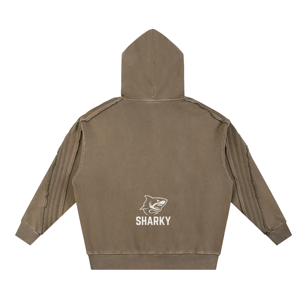 Snow Washed Tape Raw Edge Hoodie ODMPOD