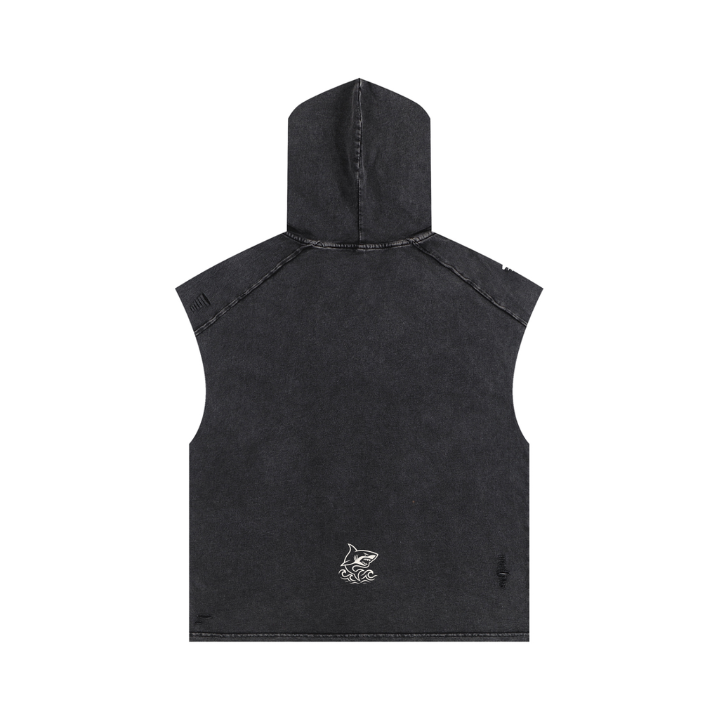 Snow Washed Boxy Hooded Tank Top - SHARKY