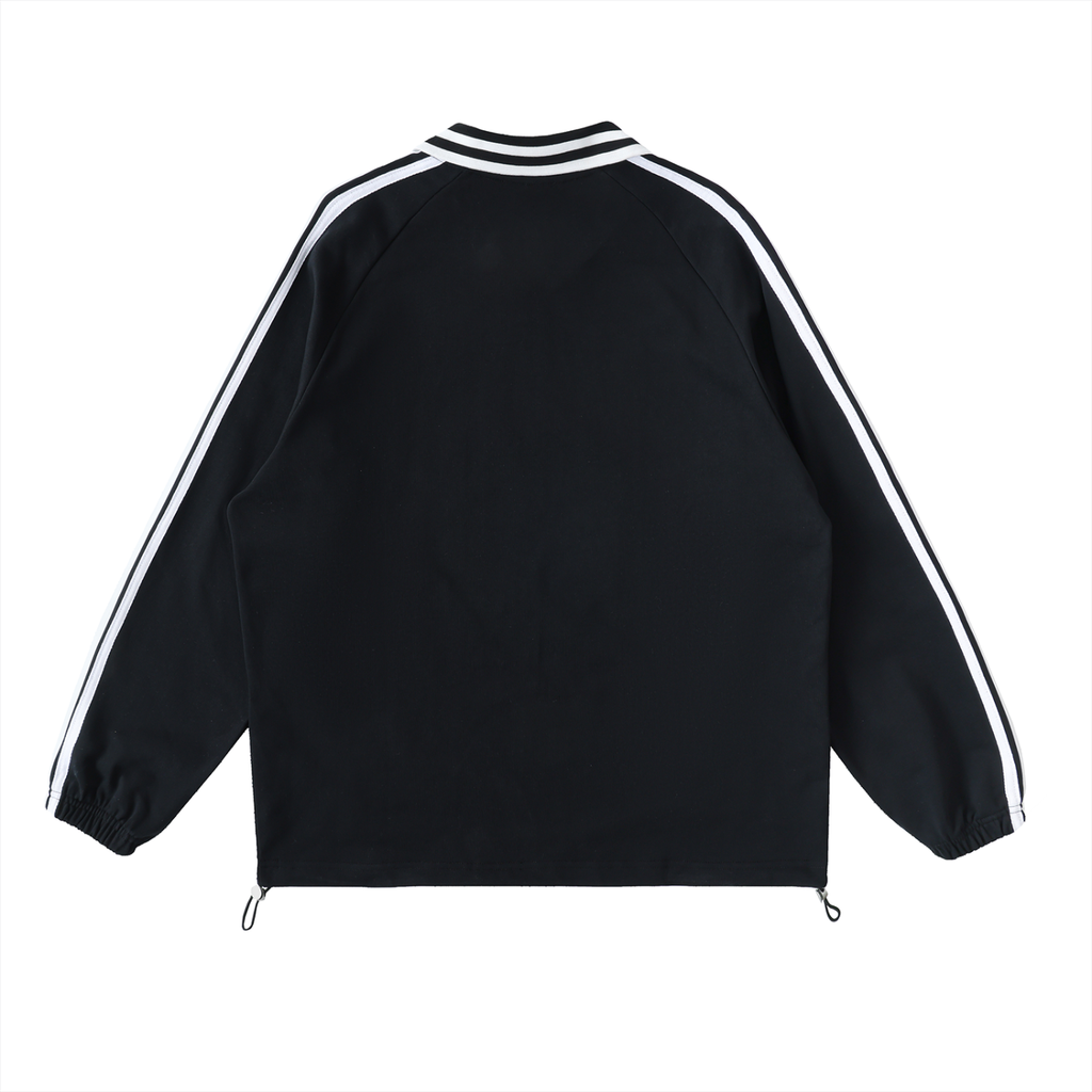 Contrast Striped Lapel Collar Sweatshirt - SHARKY