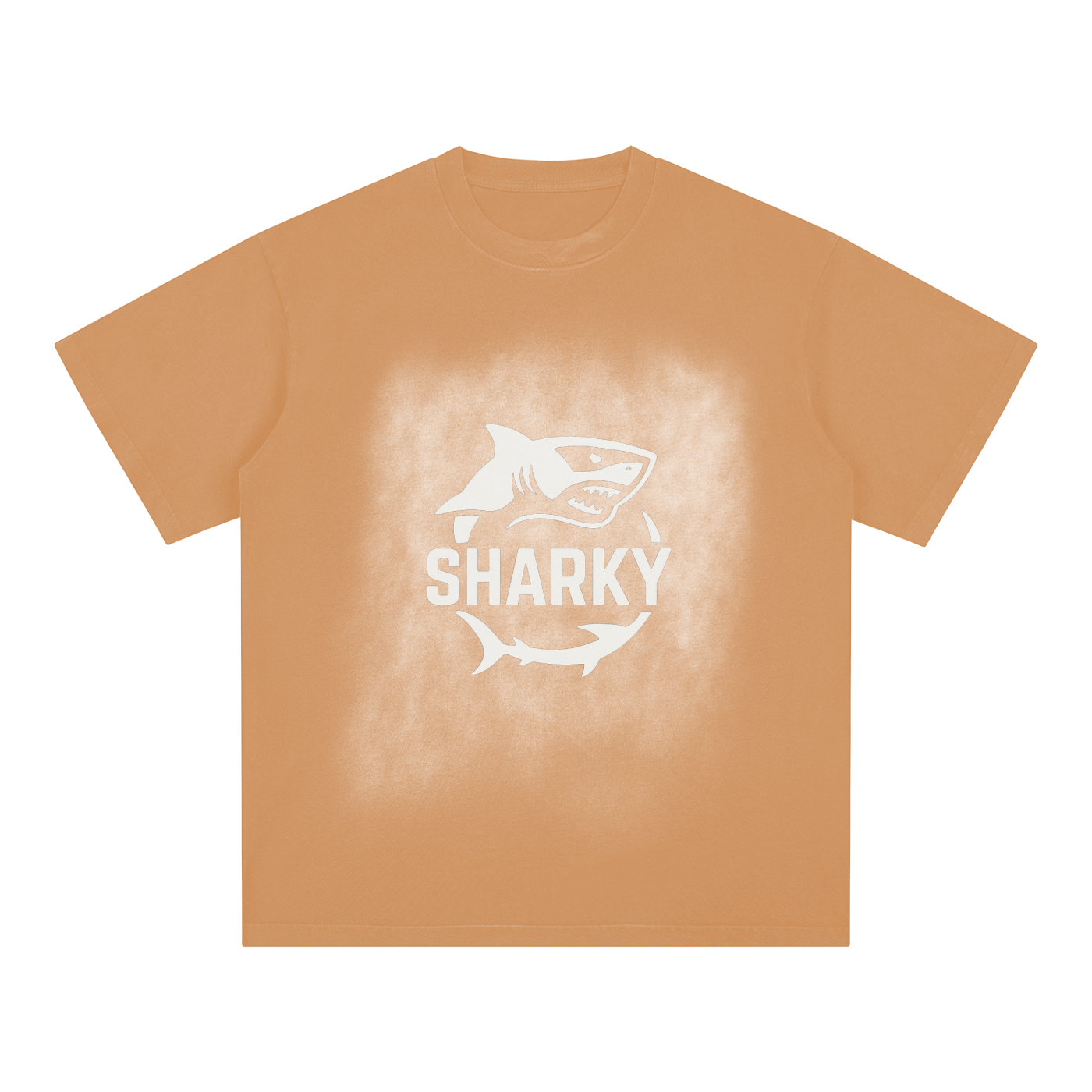 Square Patch Monkey Washed T-Shirt - SHARKY