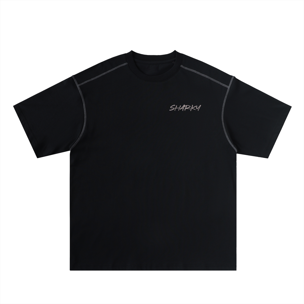Oversized Contrast-Stitched Cotton Tee - SHARKY