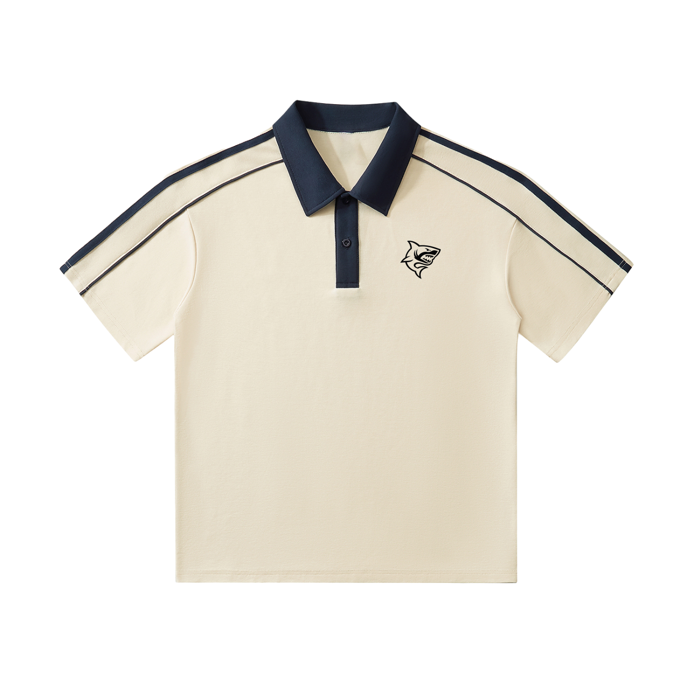 Contrast Collar Short-Sleeve Polo Shirt - SHARKY