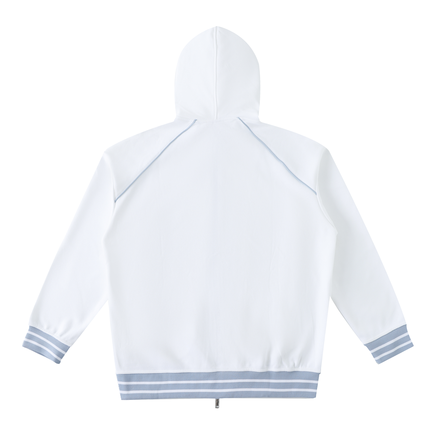 Striped Trim Zip-Up Hoodie - SHARKY