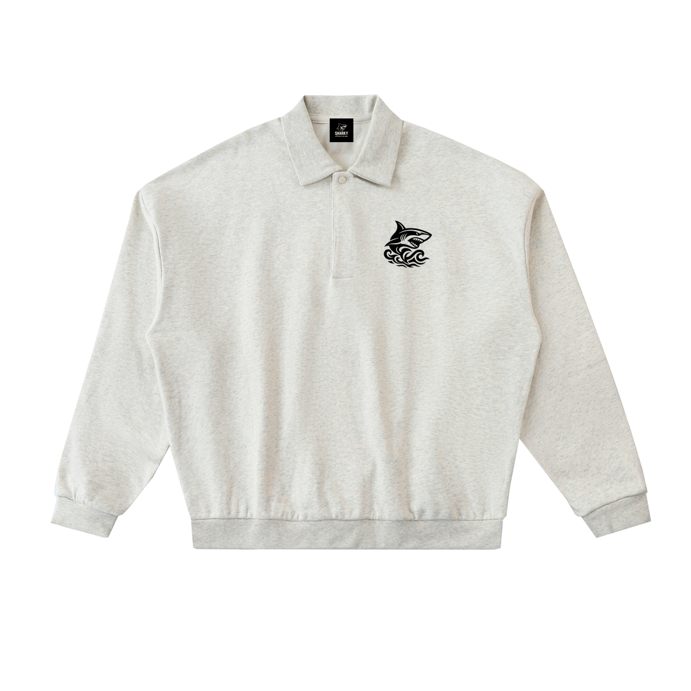 Men's Heavyweight Fleece Polo Sweatshirt - SHARKY