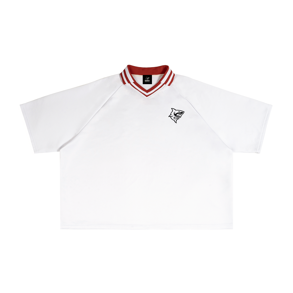 Contrast Lapel Collar Boxy T-Shirt - SHARKY