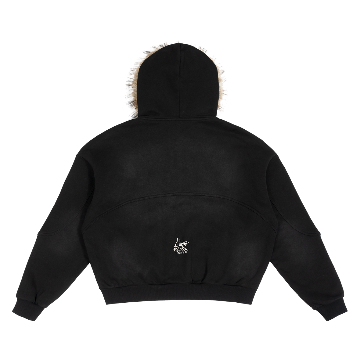 Sun Fade Boxy Detachable Fur Hoodie ODMPOD