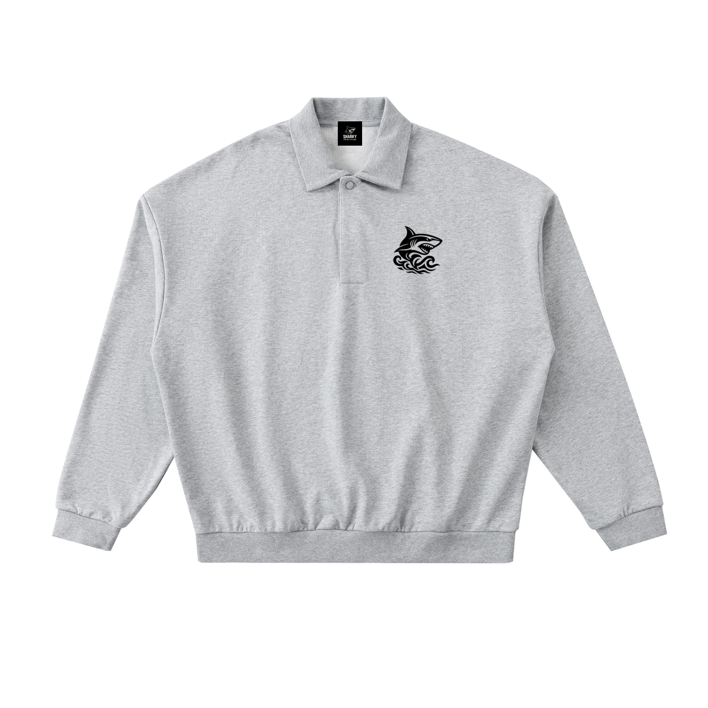 Men's Heavyweight Fleece Polo Sweatshirt - SHARKY