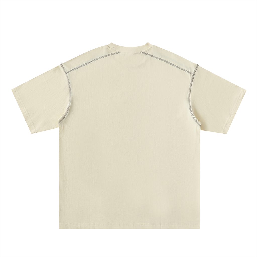 Oversized Contrast-Stitched Cotton Tee - SHARKY