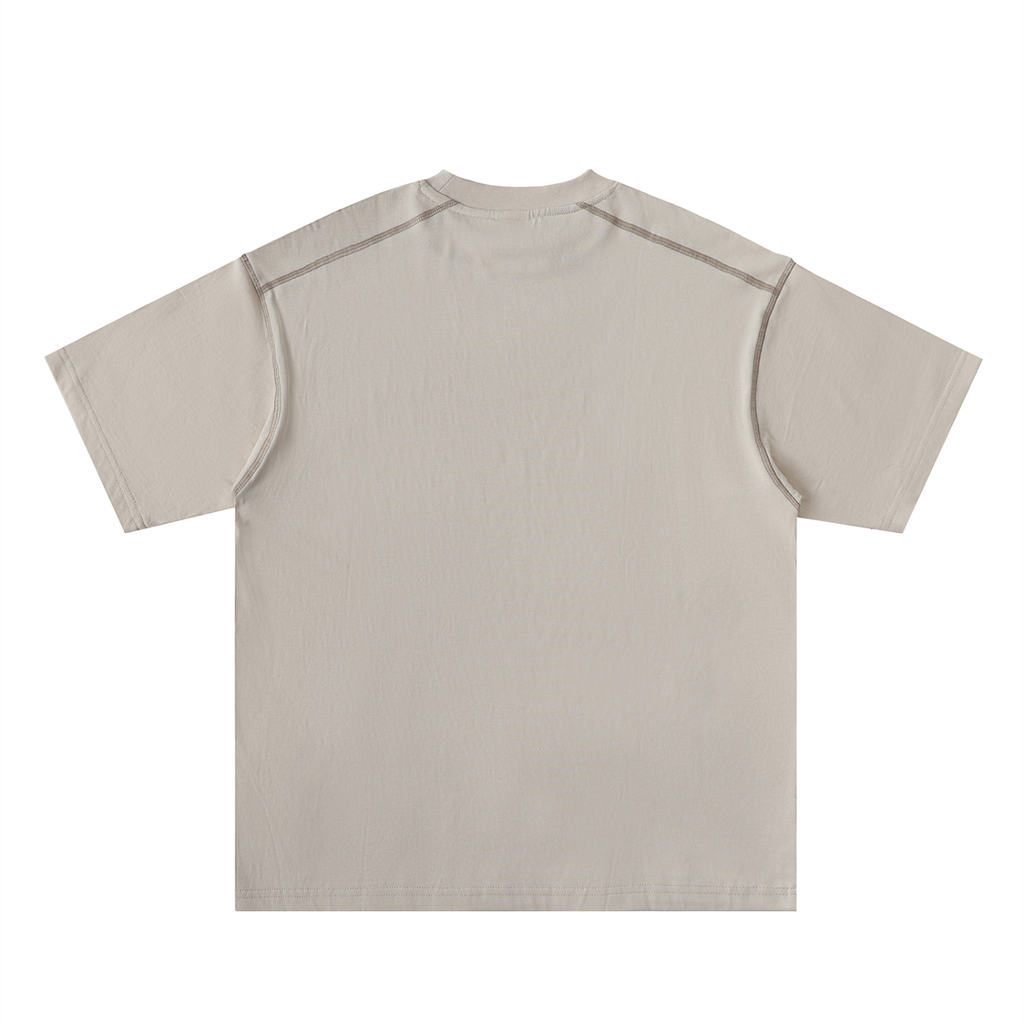 Oversized Contrast-Stitched Cotton Tee - SHARKY