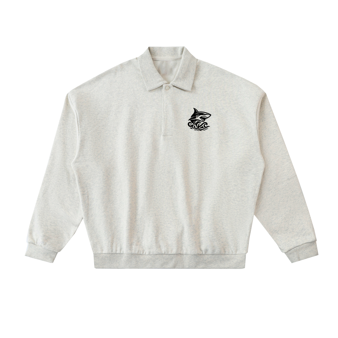 Men's Heavyweight Fleece Polo Sweatshirt - SHARKY