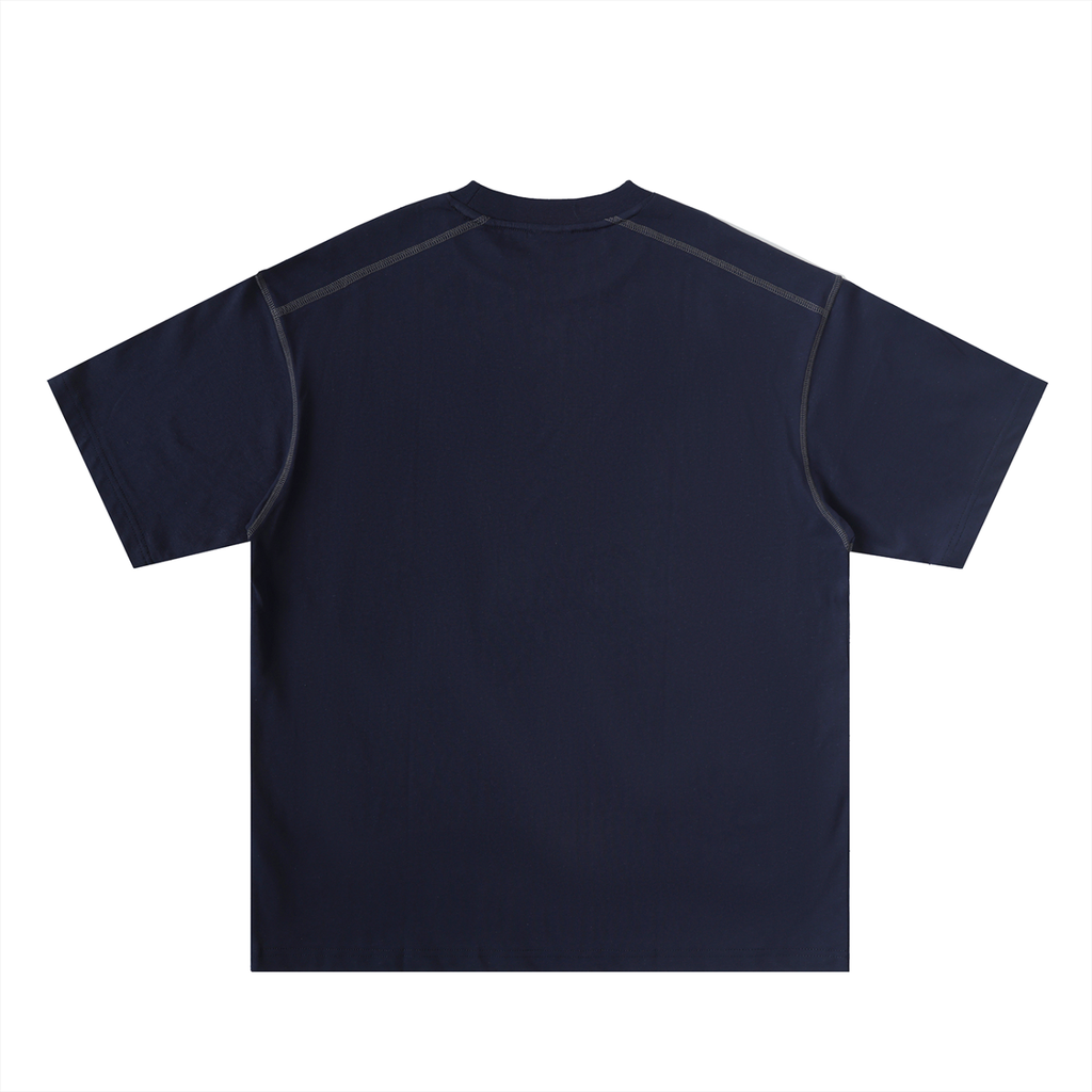 Oversized Contrast-Stitched Cotton Tee - SHARKY