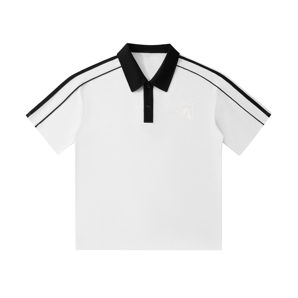 Contrast Collar Short-Sleeve Polo Shirt - SHARKY