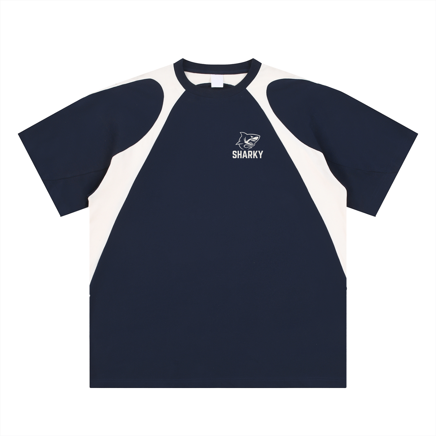 Contrast Panel Cotton T-Shirt - SHARKY