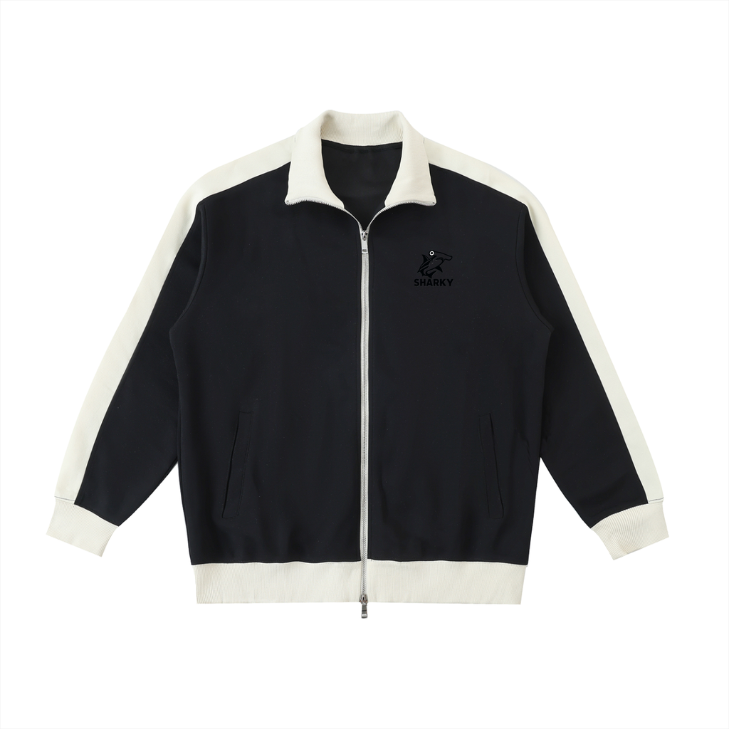 Contrast Trim Stand Collar Jacket - SHARKY