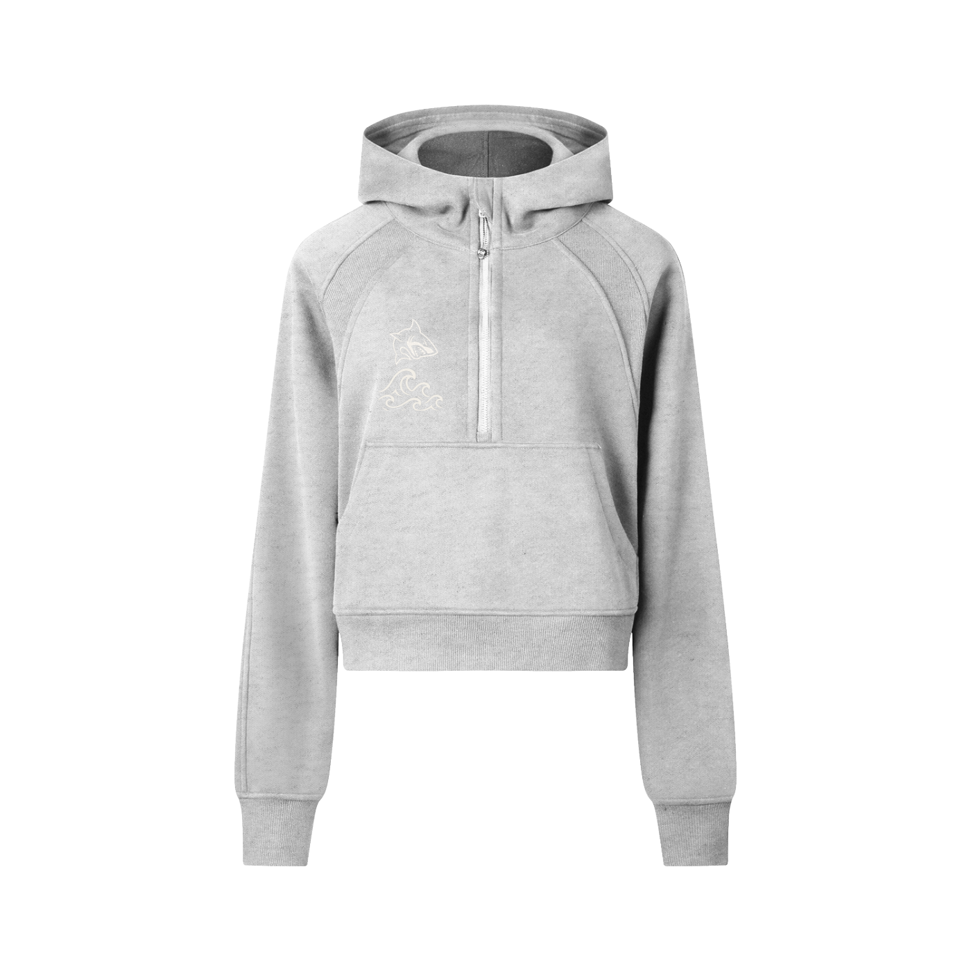 Cropped Half-Zip Hoodie - SHARKY
