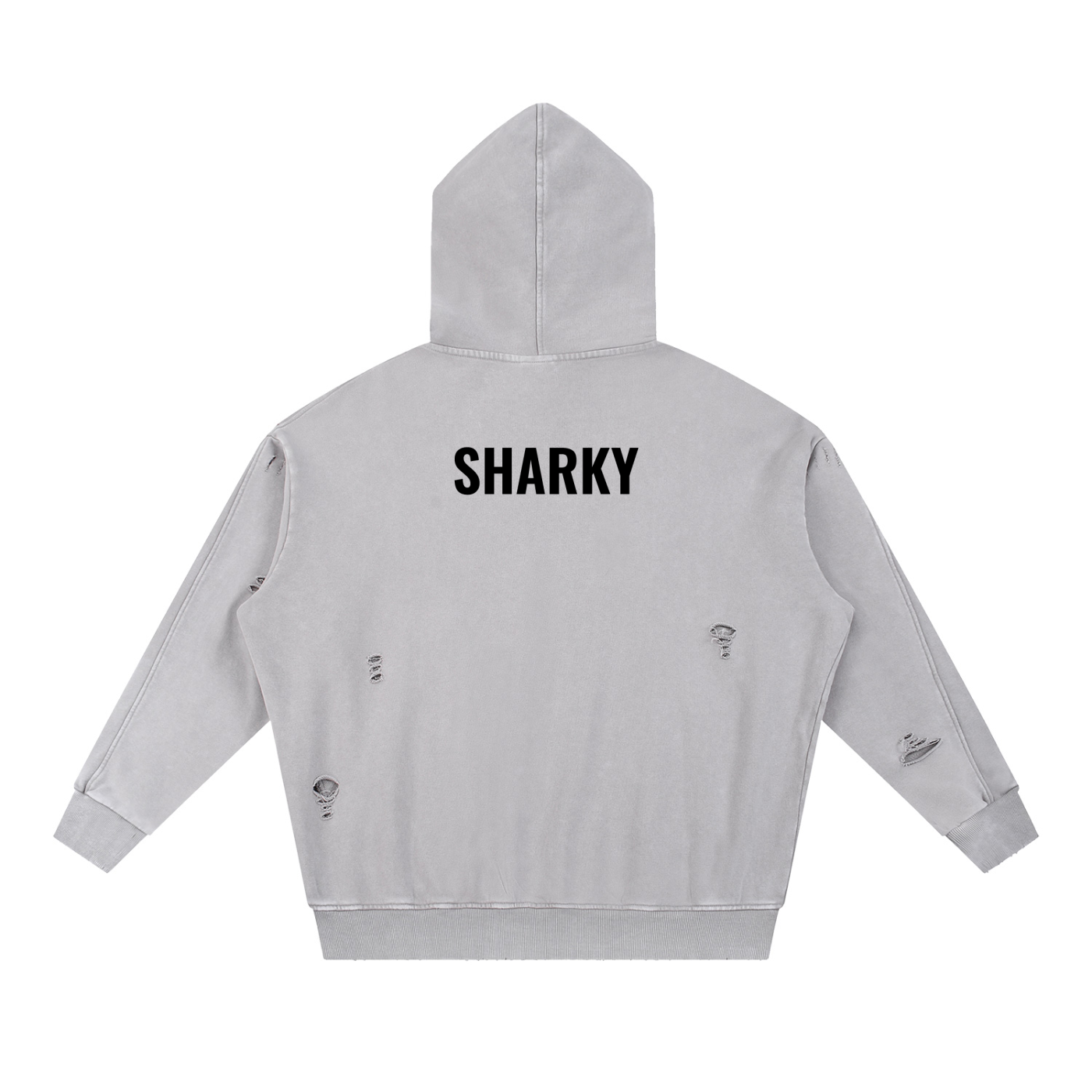 Snow Washed Distressed Panel Pocket Hoodie ODMPOD