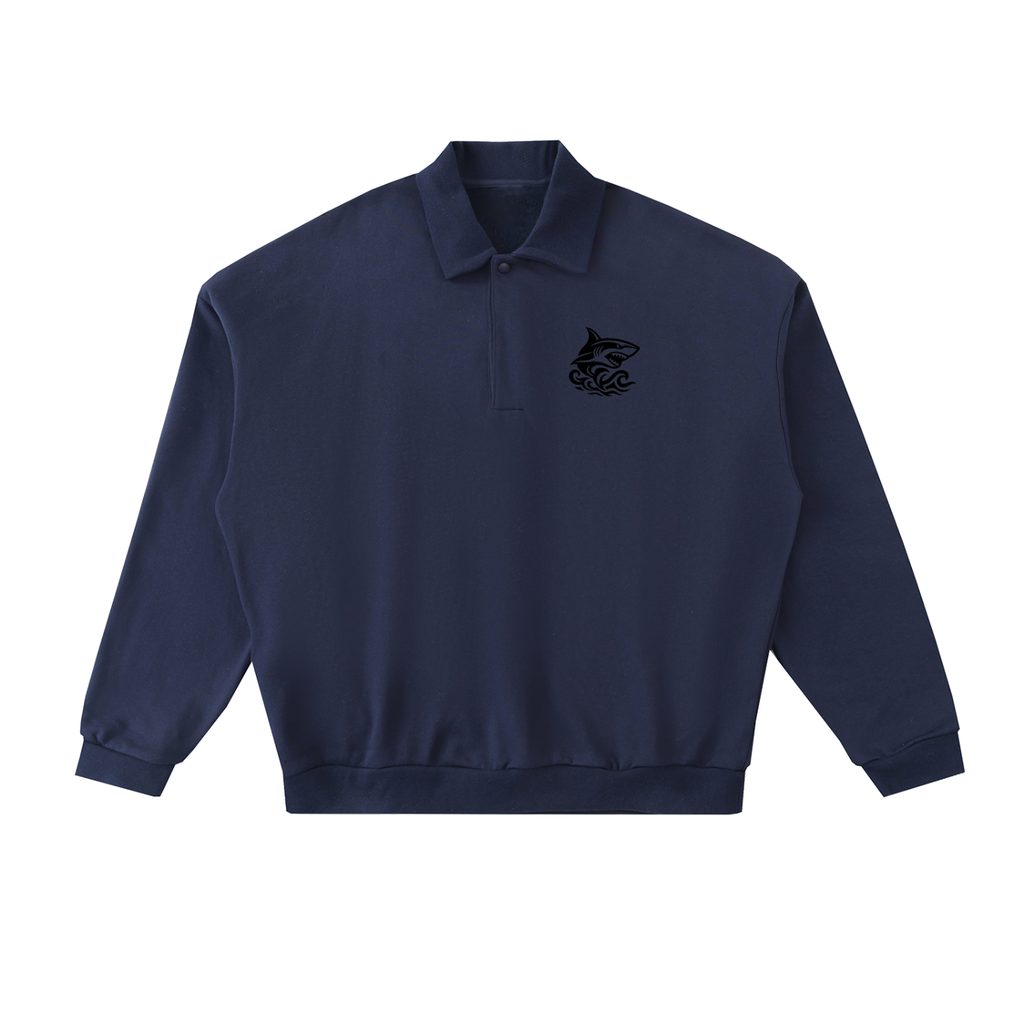Men's Heavyweight Fleece Polo Sweatshirt - SHARKY