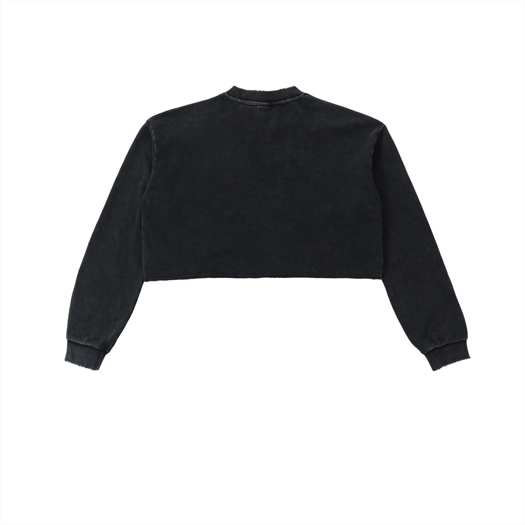 Snow Washed Raw Edge Cropped Sweatshirt - SHARKY