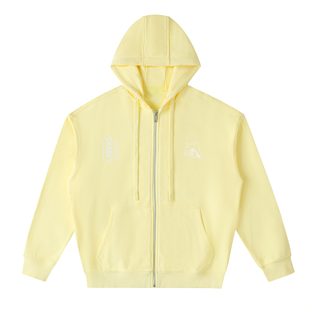 Drop-Shoulder Zip Up Hoodie - SHARKY