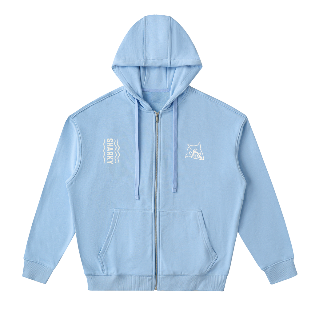 Drop-Shoulder Zip Up Hoodie - SHARKY