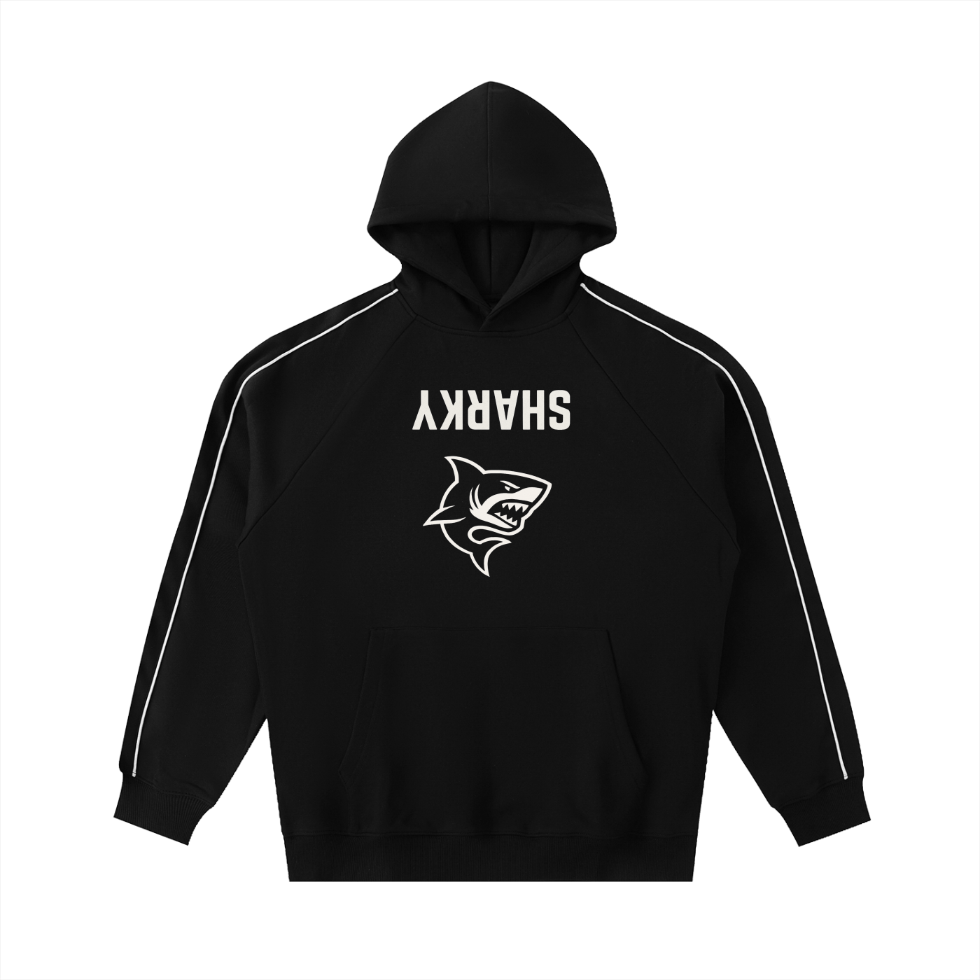 Contrast Piping Raglan Hoodie - SHARKY