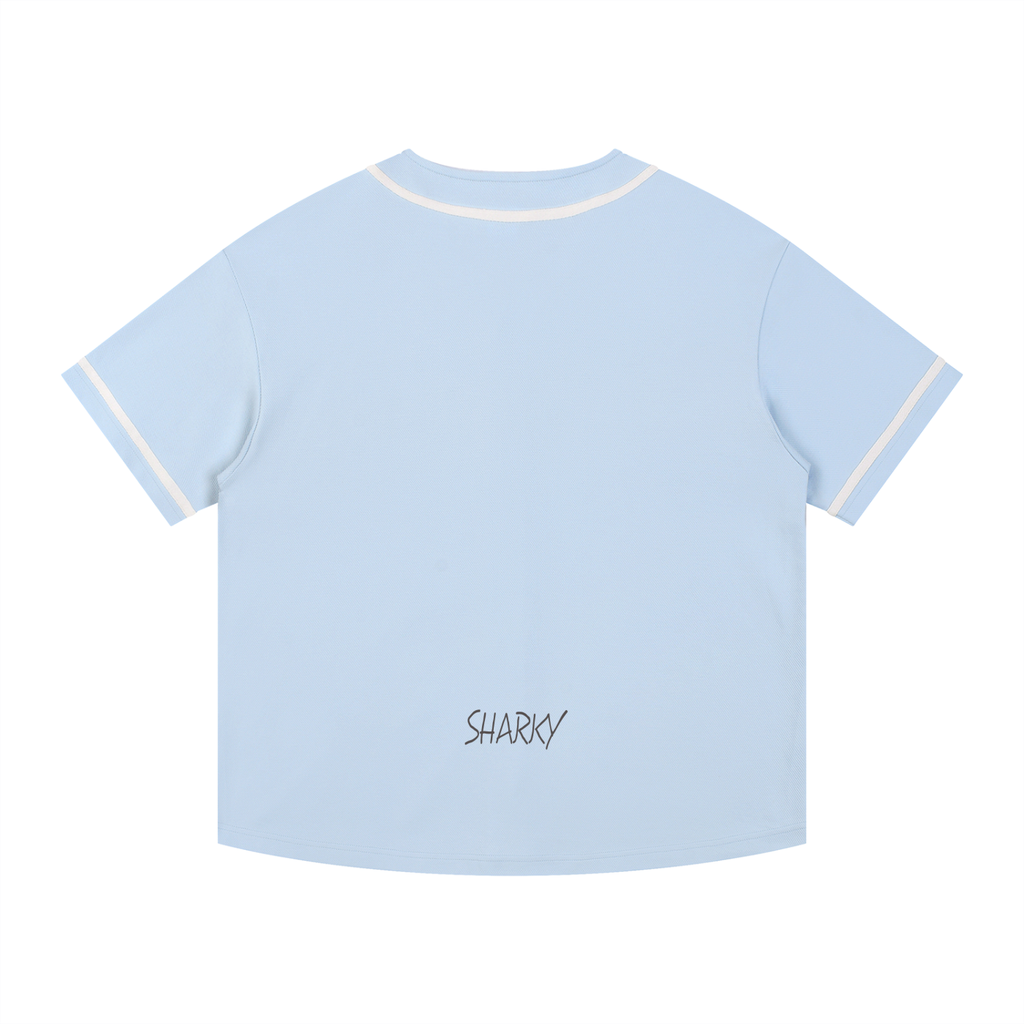 Contrast Piped Button-Up Jersey - SHARKY