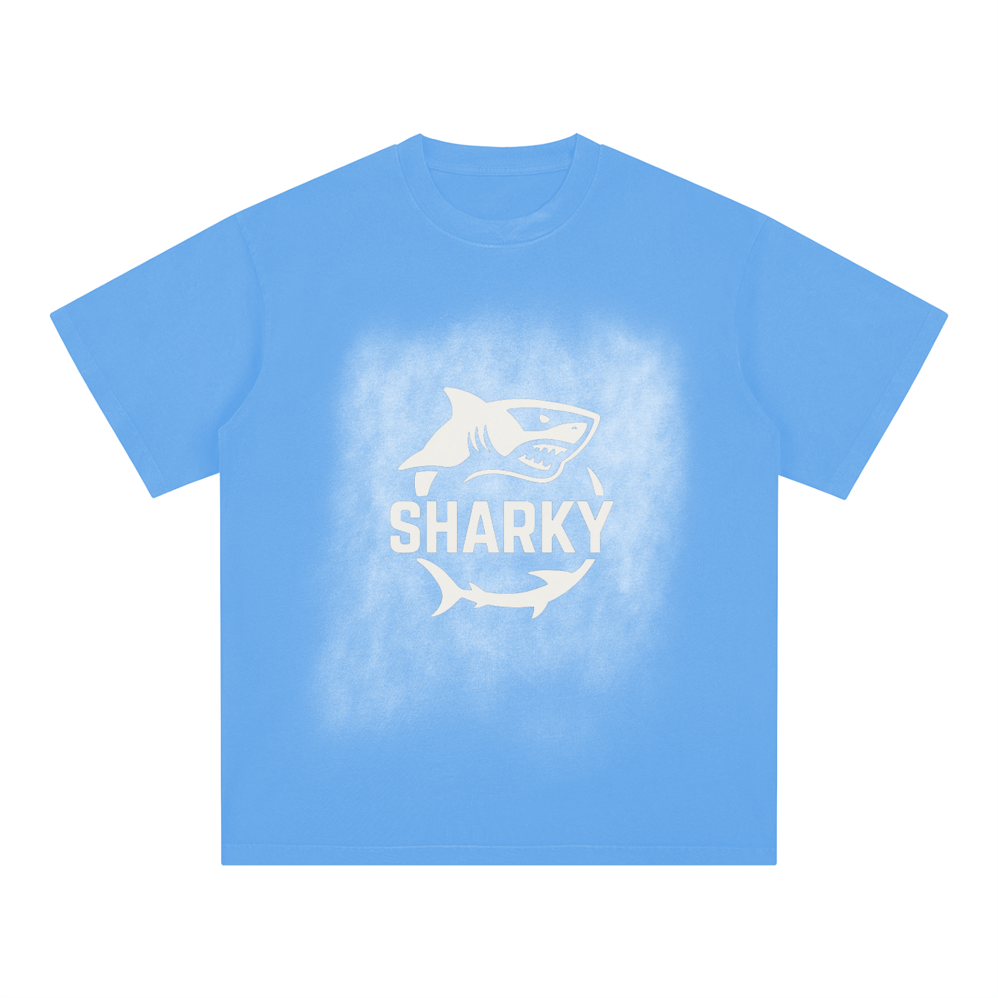 Square Patch Monkey Washed T-Shirt - SHARKY