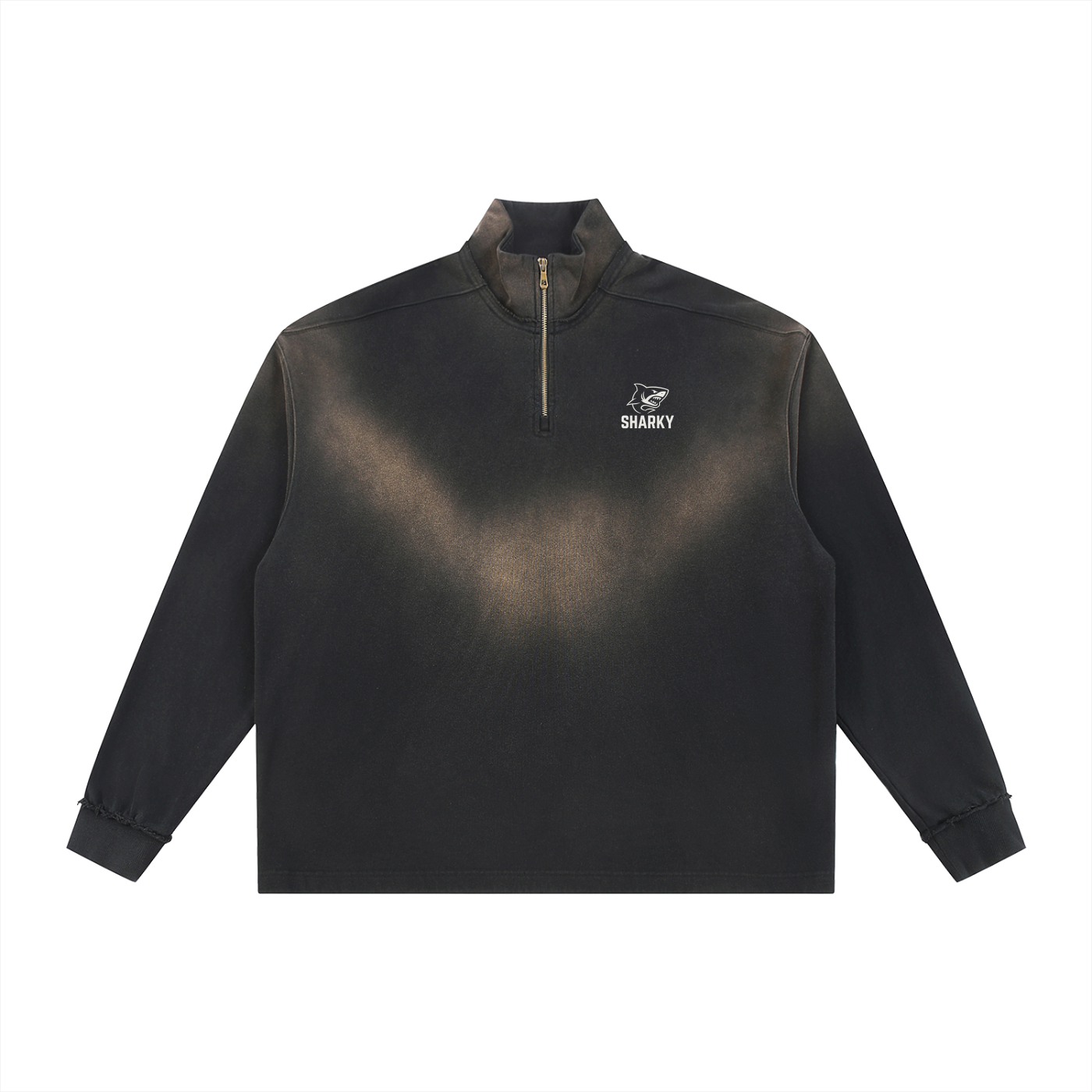 Sun Fade Raw Edge Quarter-Zip Sweatshirt