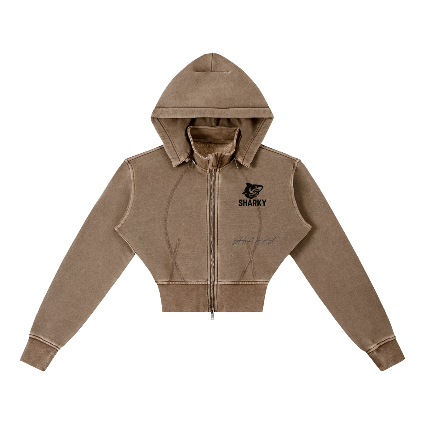 Vintage Washed Cropped Fleece Hoodie Womens ODMPOD