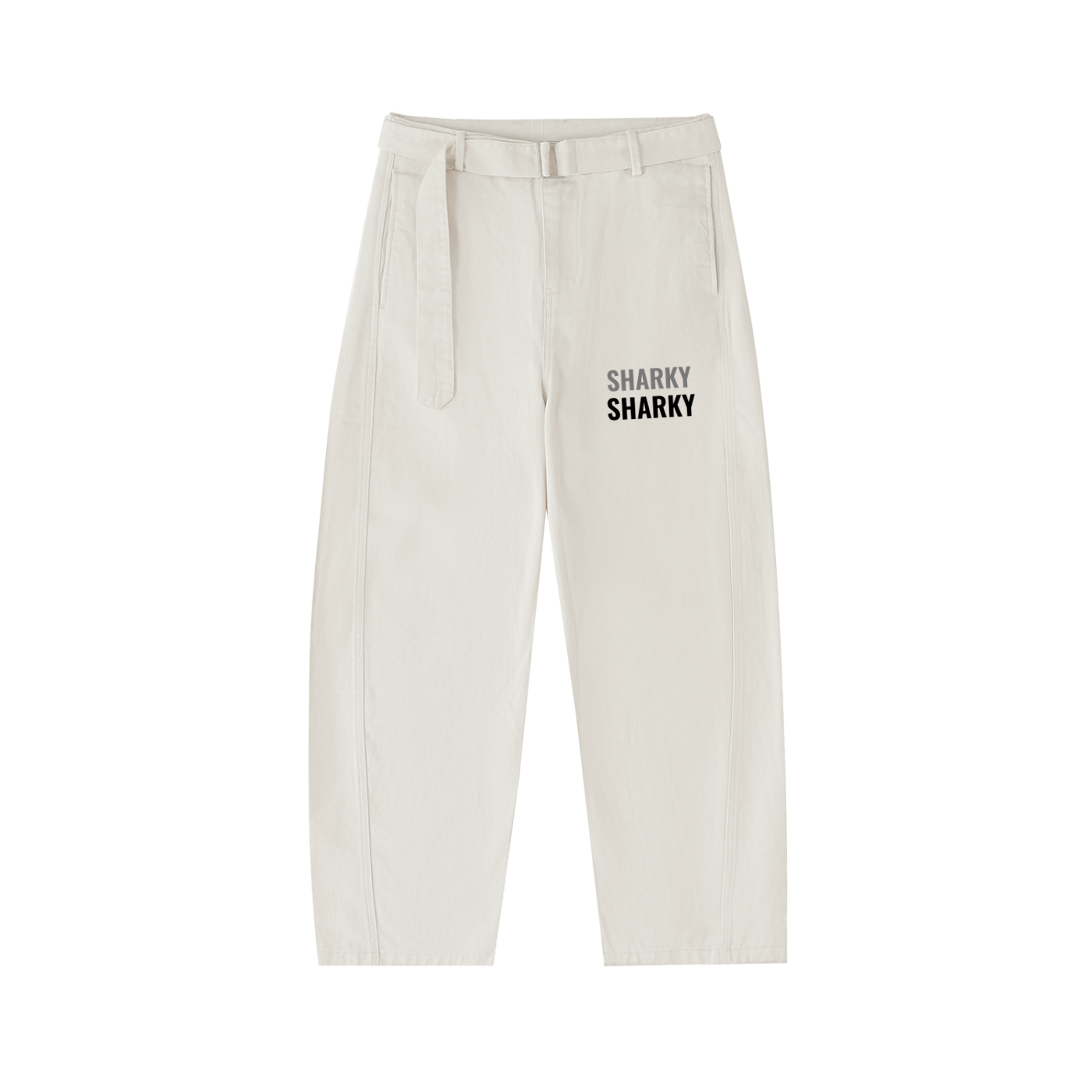 Women's Belted Barrel-leg Chino Pants - SHARKY