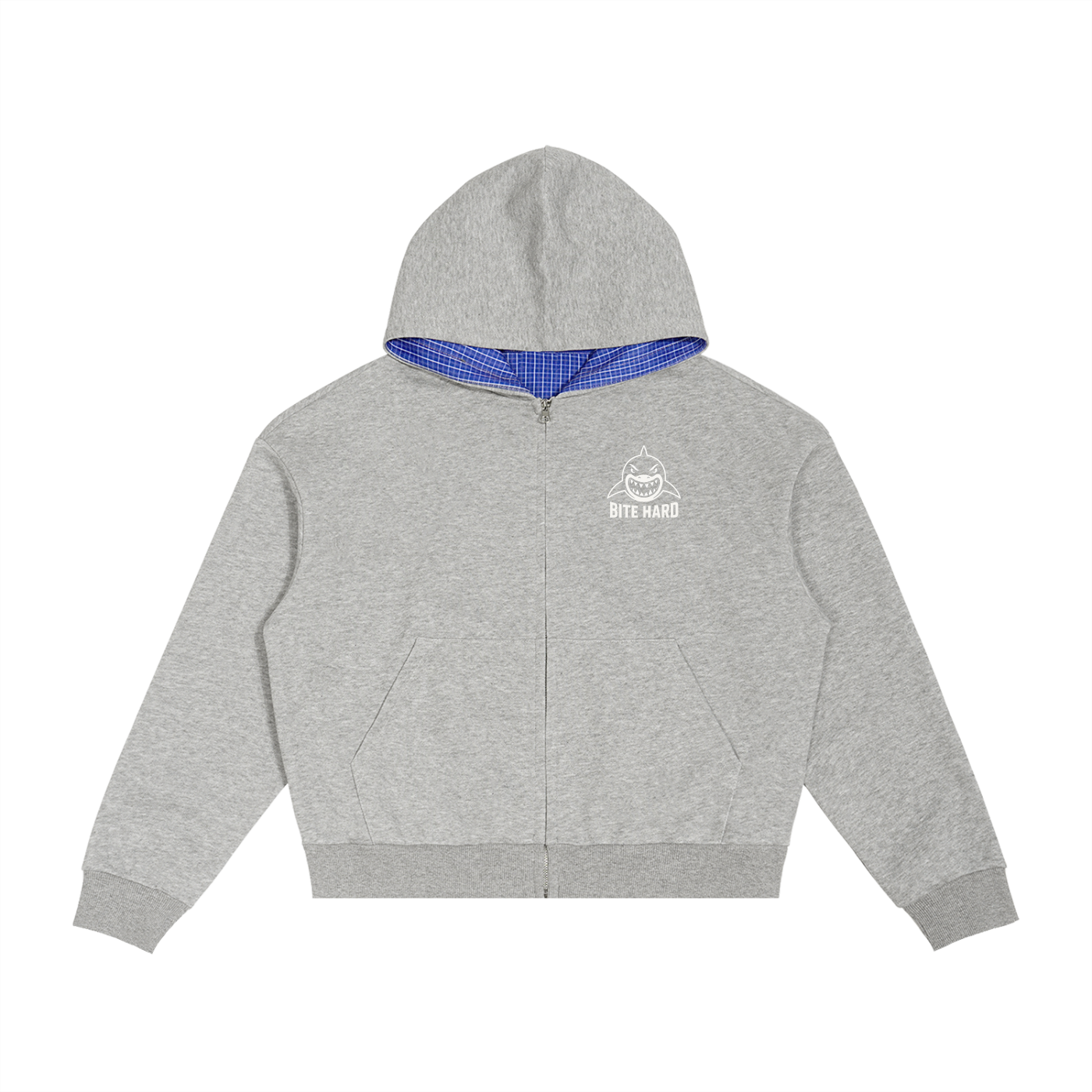 Contrast Plaid Boxy Zip Hoodie ODMPOD