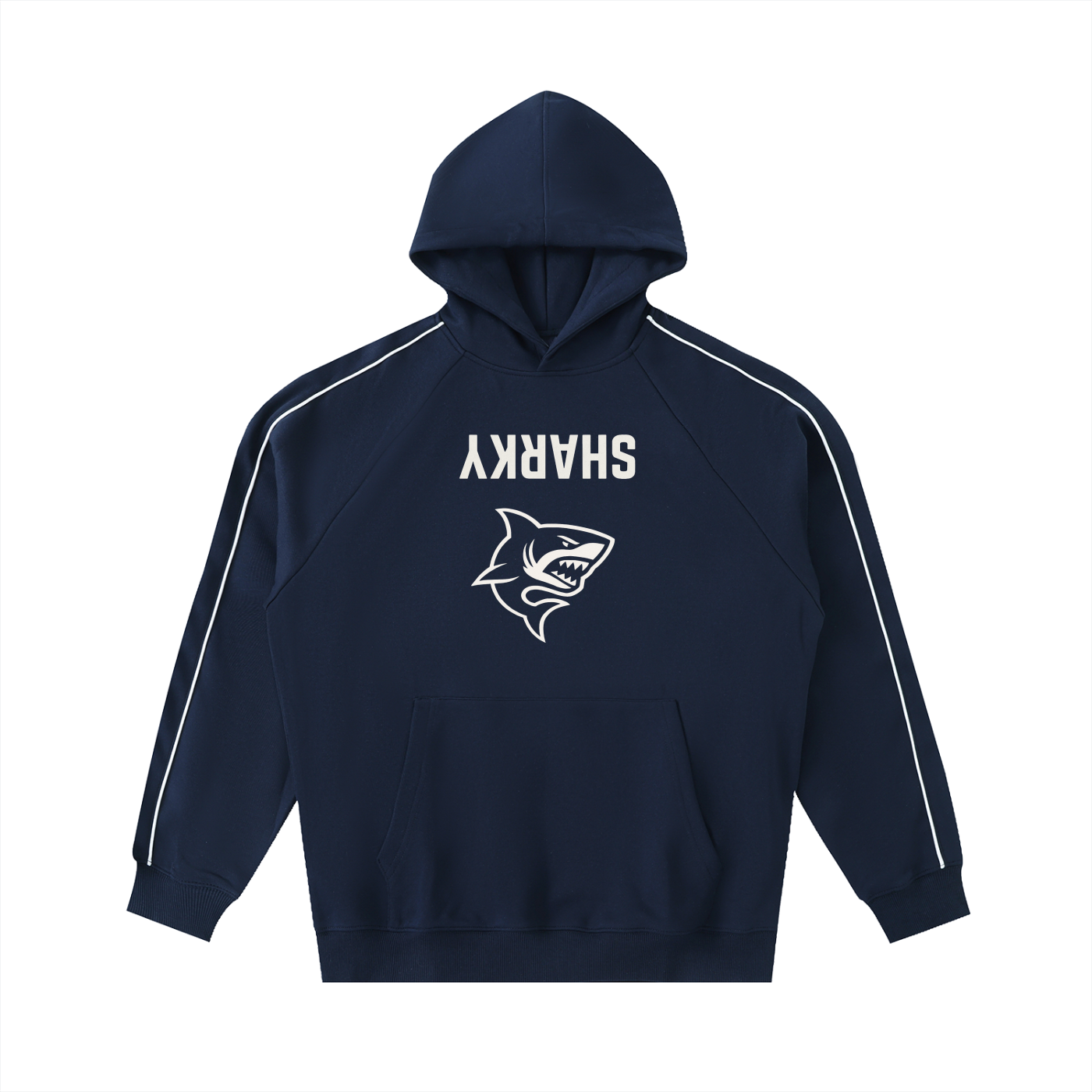 Contrast Piping Raglan Hoodie - SHARKY