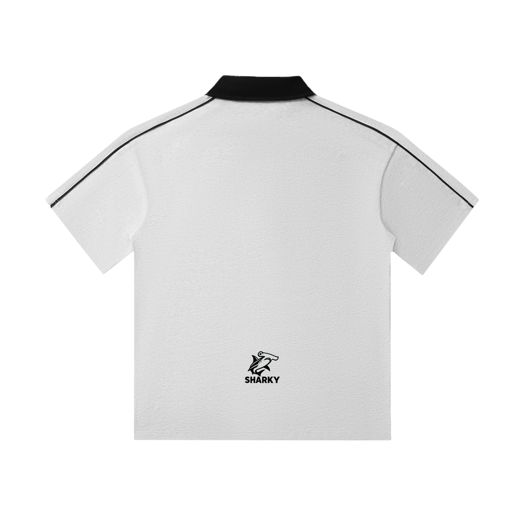 Contrast Collar Short-Sleeve Polo Shirt - SHARKY