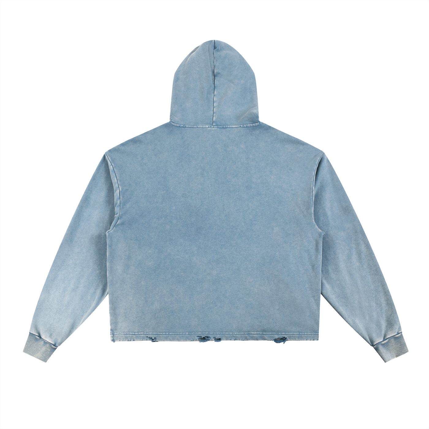 Vintage Washed Frayed-Hem Hoodie - SHARKY