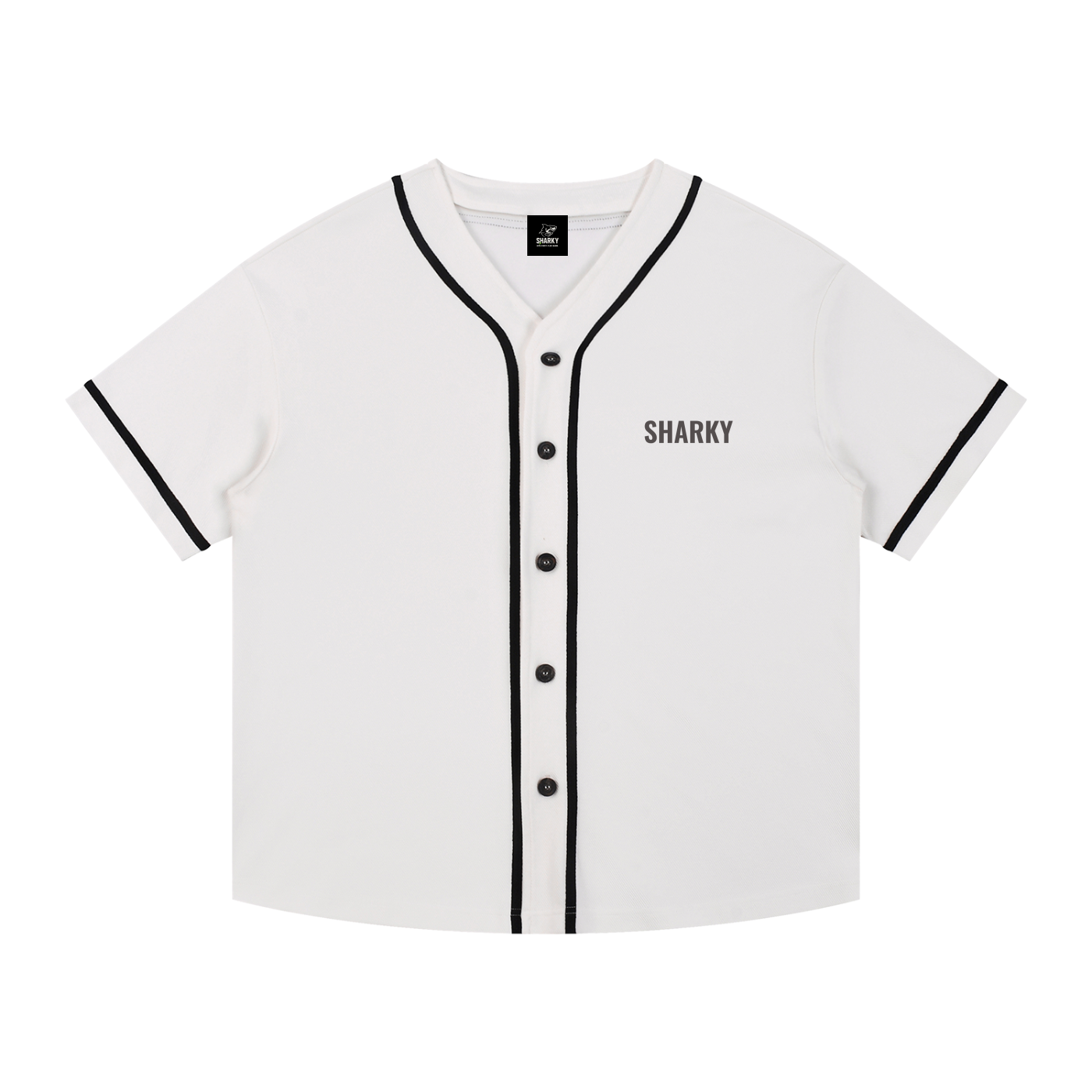 Contrast Piped Button-Up Jersey - SHARKY