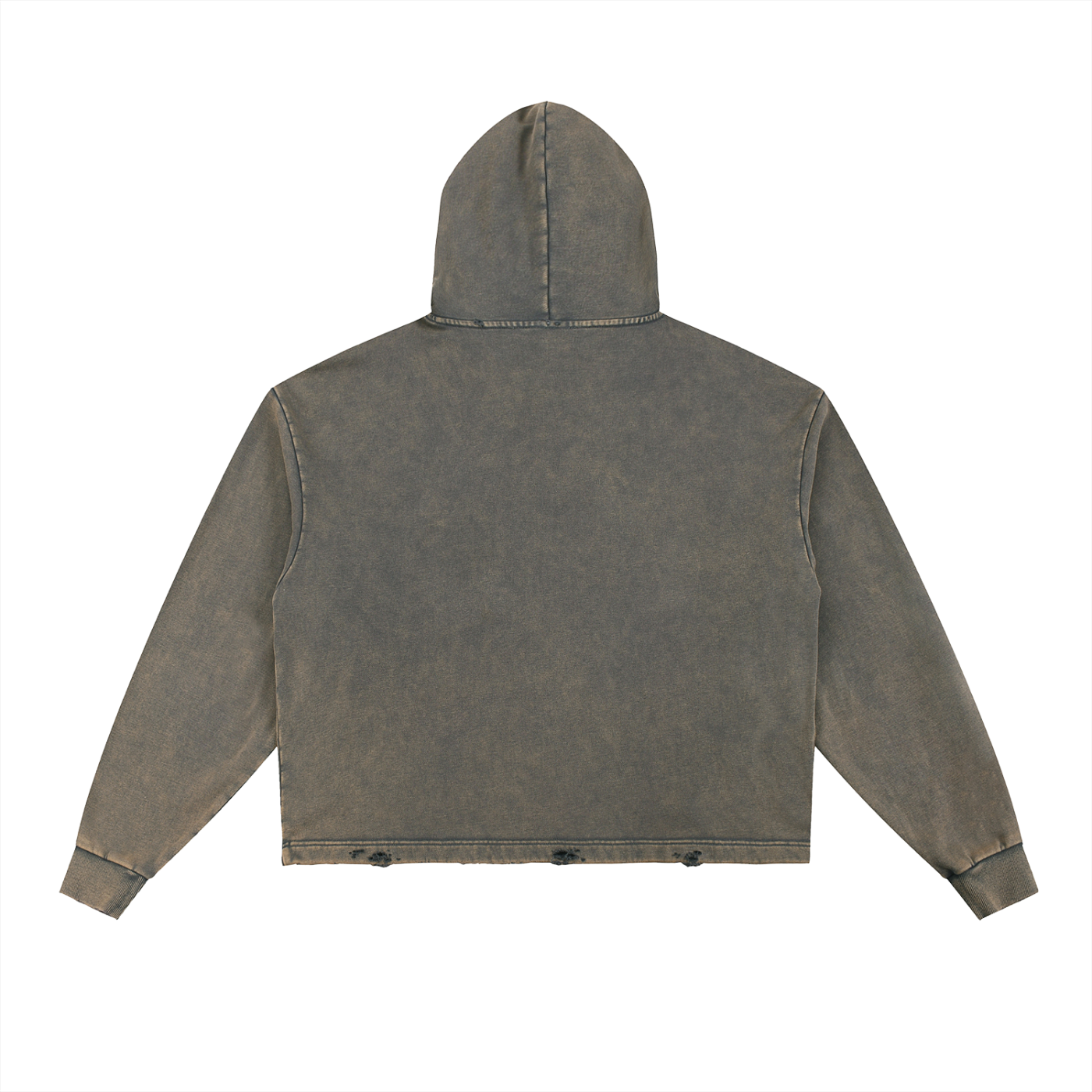 Vintage Washed Frayed-Hem Hoodie - SHARKY