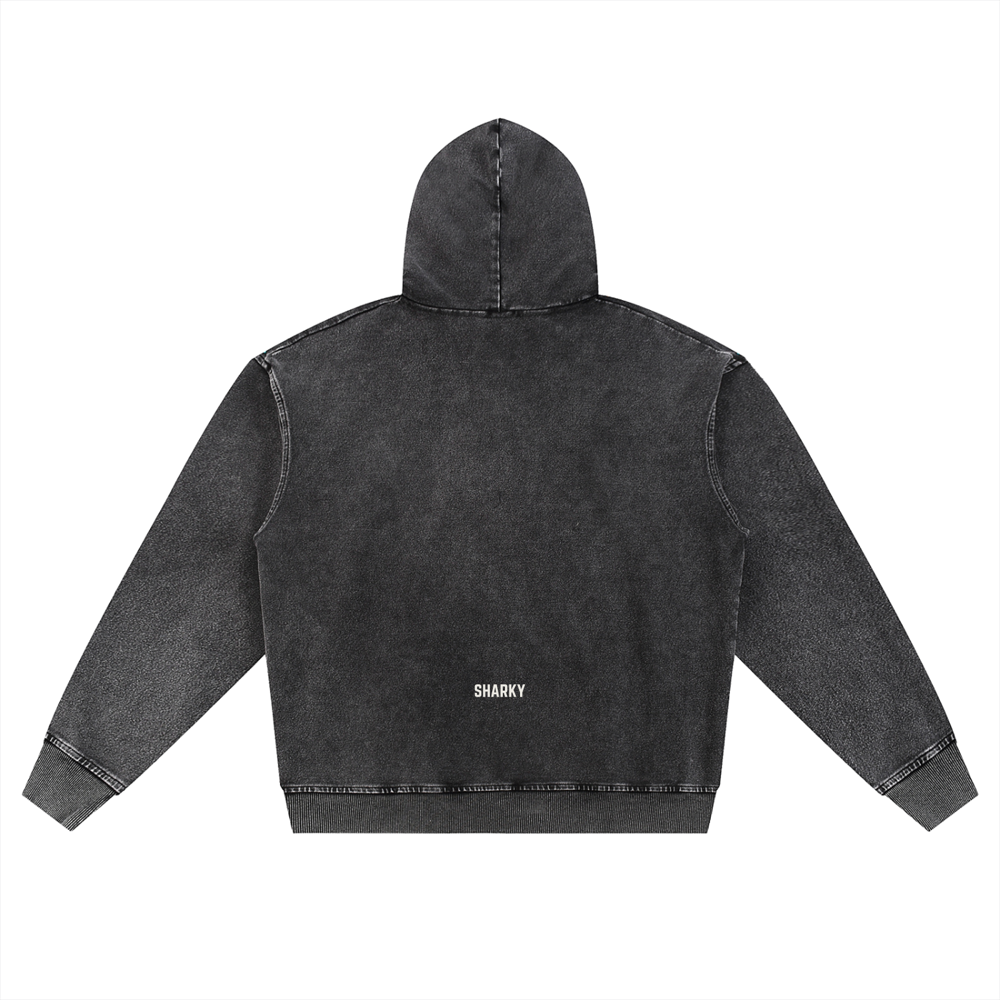 Snow Wash Oversized Zip-Up Hoodie - SHARKY