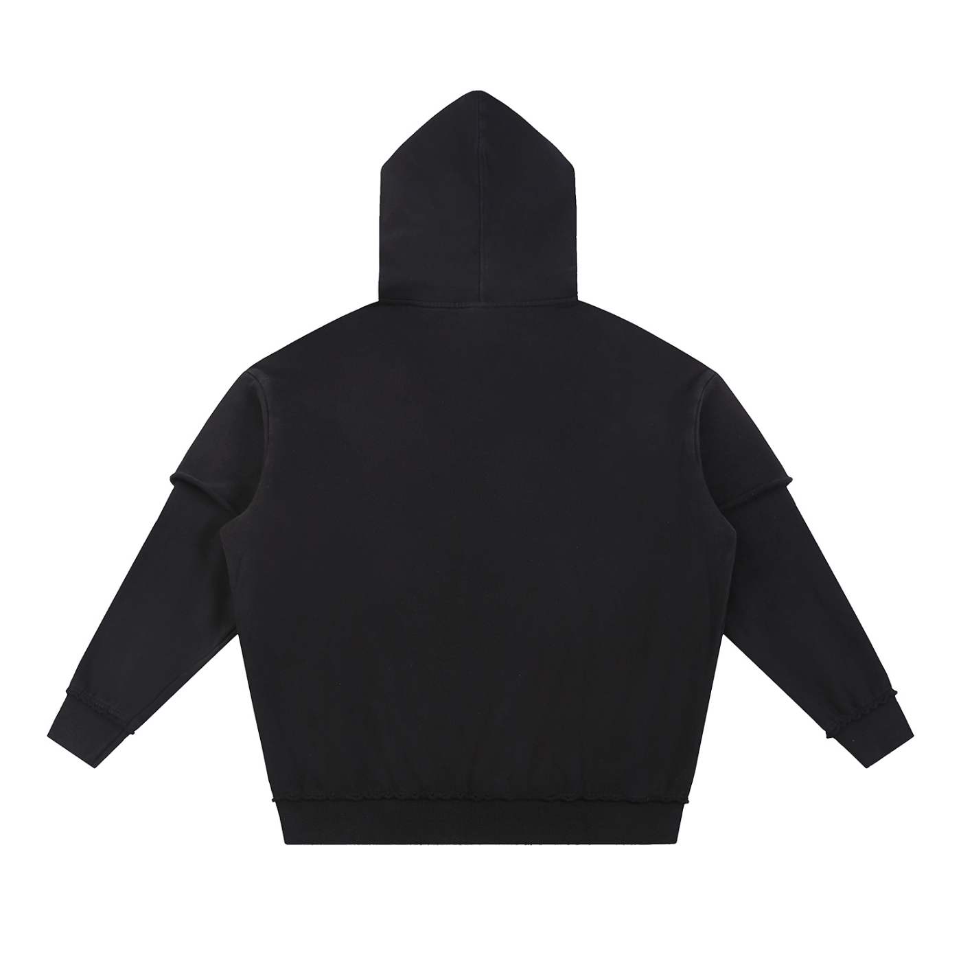 Snow Washed Raw Edge Double Layered Hoodie - SHARKY