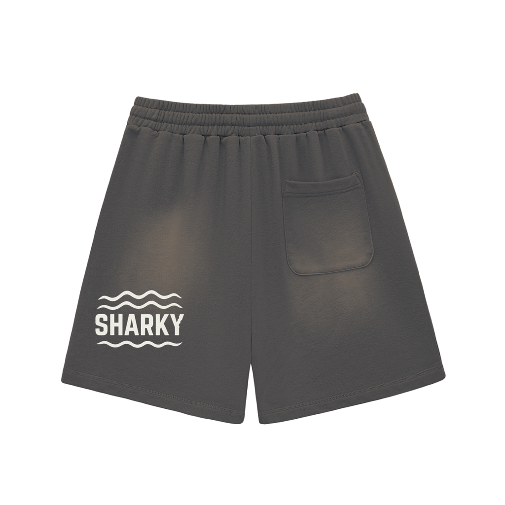 Sun Fade Raw Edge Cotton Shorts - SHARKY