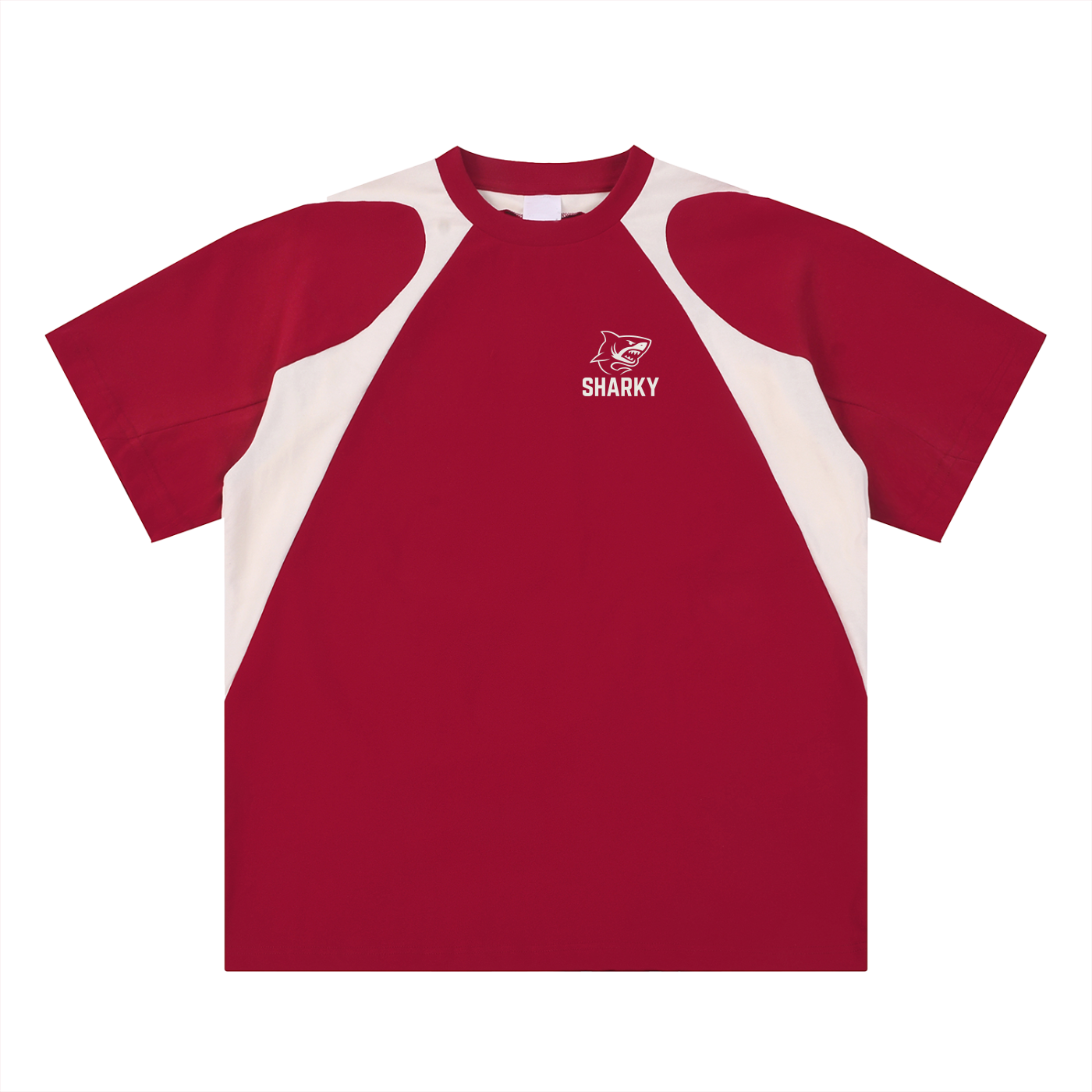 Contrast Panel Cotton T-Shirt - SHARKY