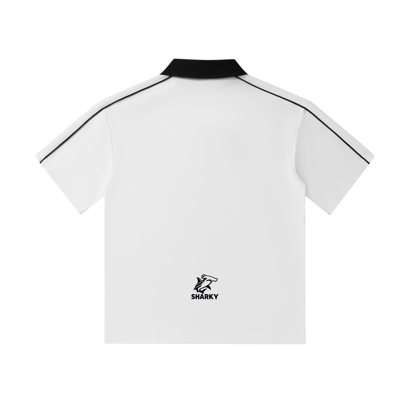 Contrast Collar Short-Sleeve Polo Shirt - SHARKY